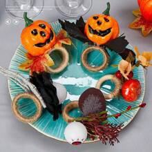 Horror Pumpkin Head Halloween Napkin Rings, Hotel Holiday Tabletop Decoration, Faux Maple Leaf Napkin Rings,Halloween Decor,Home Decor Halloween Party - Multicolor - View 13