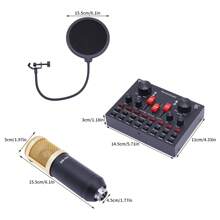 Audio Mixer Condenser Microphone Kit Gaming Microphone With VBS Sound Card And Cantilever Mount USB Microphone For Live Streaming, Singing, Gamer - Black - View 3