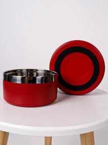 Supet 1 Peça Tigela para Cachorro Redonda Reforçada de Aço Inoxidável, Cor Sólida Estilosa, Tigela para Gato e Cachorro Antiderrapante, Adequada para Uso Interno e Externo