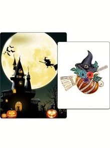 1 Pc Charming Halloween With Pumpkin Brooch - Cartoon Style With Rhinrhine, Alloy Material, Perfect For Everyday Wear Or Party Decoration00