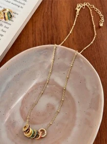 1pc French Retro Elegant Handmade Enamel Color Circle Pendant Necklace (2 Styles Random Delivery)