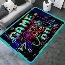 1PC Gamepad Pattern Area Rug, Bedroom Blacklight Carpet, UV Blacklight Reactive Rug, Playroom Large Non-Slip Area Rug, Bedroom, Game Room, Indoor Decor, 47.2*63.0 Inch - 彩色 - 查看 7
