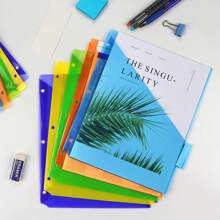 1/2/3 Set de divisores de carpeta con 5 pestañas de plástico con bolsillo frontal, divisores de bolsillo de polipropileno insertables en pestaña para carpetas de 3 anillos, tamaño carta, multicolor, para estudiantes y compañeros de trabajo, de vuelta a la escuela, útiles escolares