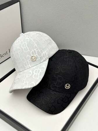1 件女士提花字母带水钻 M 标志棒球帽，时尚休闲百搭，适合日常穿着