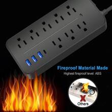 1 件电源板 - 扁平插头延长线，带 8 个插座和 3 个 USB 端口，4 英尺电源线（2000W/10A） - 美規B型插(110-127V) - 查看 6