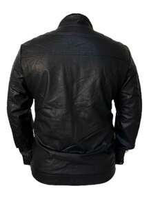 Men's Casual Slim Fit Leather Jacket - màu đen - Xem 2