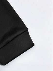 Men's Japanese Sakura Flower & Moon Print Hoodie, Black