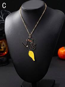 1 Piece 2024 New European And American Cross-Border Creative  Hat Jack-O '-Lantern Ghost Bat Halloween Necklace Women Wear Daily