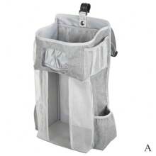 1pc Crib Hanging Storage Bag, Large Capacity Multifunctional Baby Bedside Organizer Bag - Grey - View 13