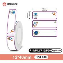 Marklife Marklife 1 Rolls 0.47x1.57inch (12*40mm) 150 Sheets Labels Different Color Lovely Thermal Label Paper, Waterproof, Five-Proof Protection, Premium Quality Paper - Perfect For Organizing & Labeling, For P11, P12, P15, P50 Inkless Printer,Used For Household Storage And Organization Labels, Name Tags, Gift Notes, Etc