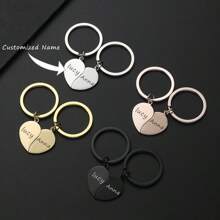1 par de llaveros personalizables para parejas, con forma de corazón cuando se unen, material de acero inoxidable, adecuado para colgar en tazas, mochilas, gran regalo para parejas, amigos, fiestas, cumpleaños, Navidad