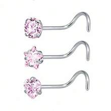 Clous de nez 20g 18g Anneaux de nez Clous de nez en forme de L en acier chirurgical inoxydable avec petit diamant Clous de nez pour femmes et hommes Anneaux de nez tire-bouchon Clous de piercing de nez à vis