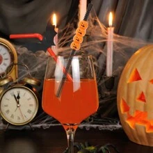 4pcs Halloween Party Straw Toppers, Creative Skull & Pumpkin Shaped Artistic Straws - Multicolor - View 4