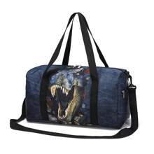 Bolsa de lona tipo bolso de gimnasio con diseño de dinosaurio para niños y niñas, ideal para bolsa de viaje, pernoctación, gimnasio, danza o como regalo