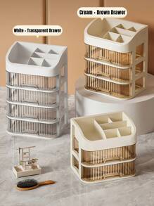 1pc White Cosmetic Storage Box,For Holiday Beach, Bathroom Collection, Bedroom Collection, Large Capacity