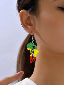 1pair Exaggerated Geometric Map Acrylic Dangle Earrings With Character Pattern Bohemian Festival Party Statement Earrings - Acrylic African Pattern Earrings - View 9