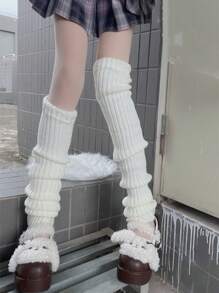 1 Cặp tất giữ ấm chân dài màu trắng cho nữ, tất giữ ấm chân cao đến đùi, phong cách trường học JK, tất giữ ấm chân đến đầu gối Lolita, thích hợp cho mùa thu đông, ấm áp - trắng - Xem 7