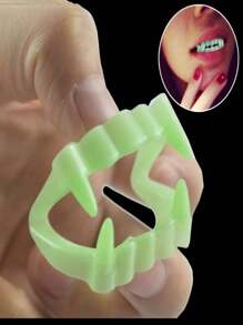 1pc Halloween Prop Vampire Glowing Fake Teeth, Horror Trick Toy For Halloween, Christmas, Party,Fake Teeth Halloween,Axe,Vempire - Multicolor - View 9