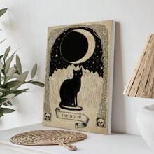 The Moon Wooden Framed Canvas Painting Wall Art Prints For Home Decoration, Living Room & Bedroom, Festival Party Decor, Gifts, Ready To Hang