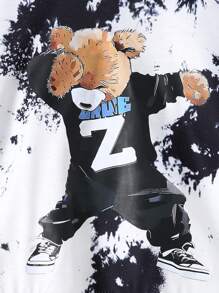 2 件装年轻男孩休闲熊印花长袖衬衫和长裤套装，秋季 - 彩色 - 查看 4