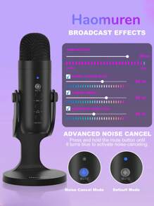 Haomuren Microphone Usb Haomuren, Micro De Jeu À Condensateur Pour Téléphone / Ordinateur Portable / Pc / 5 / Ordinateur, Microphone Avec Bouton De Gain, Led De Sourdine, Ajustement Du Volume De Surveillance, Support Pour Diffusion, Podcast, Enregistrement En Studio (doré)