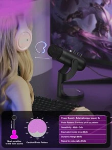 Haomuren Microphone Usb Haomuren, Micro De Jeu À Condensateur Pour Téléphone / Ordinateur Portable / Pc / 5 / Ordinateur, Microphone Avec Bouton De Gain, Led De Sourdine, Ajustement Du Volume De Surveillance, Support Pour Diffusion, Podcast, Enregistrement En Studio (doré)