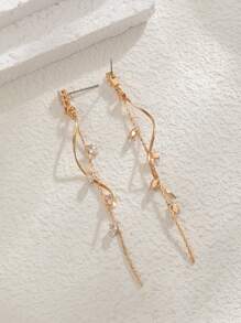 1 对女士简约流苏珍珠蝴蝶吊坠耳环 - 樹葉流蘇 - 查看 3