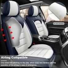 5 Custom Fit PU Leather Car Seat Covers With Memory Foam Filler - Soft, Comfortable, And Protective - All-Season, Easy To Install, And Do Not Wash - 藍白色 - 查看 6