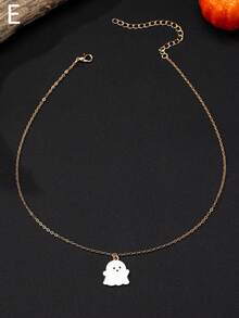 1 Piece 2024 New European And American Cross-Border Creative  Hat Jack-O '-Lantern Ghost Bat Halloween Necklace Women Wear Daily