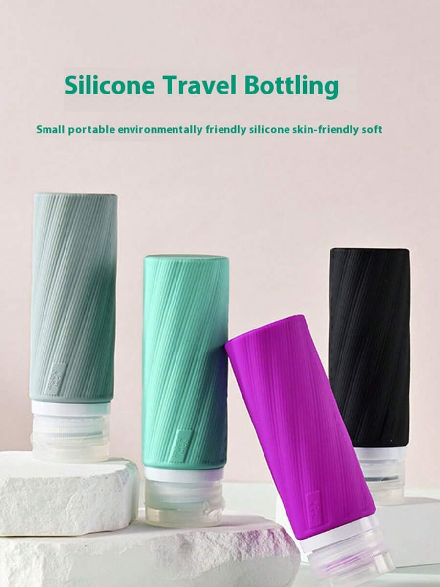 1 件 90 毫升硅胶旅行瓶套装，洗发水和护肤品可再填充容器，可爱的旅行空瓶 - 彩色 - 查看 1