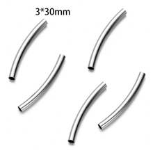 10Pcs Long Stainless Steel Curved Tube Spacer Beads Connector Charms Elbow Connectors Pendants For Handmade Jewelry Accessories