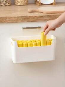 WORTHBUY 1 pieza Estante de almacenamiento de plástico multifuncional, organizador de gabinete montable en pared sin necesidad de perforación, adecuado para almacenar especias, suministros de limpieza y herramientas de cocina pequeñas - Verde Oscuro - Ver 8