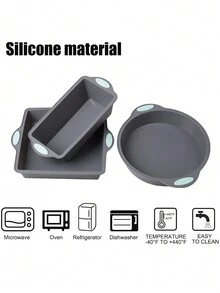 1个/3个/1套 小型圆形和方形硅胶蛋糕模具，不粘DIY烘焙模具，适用于圣诞节、万圣节面包、吐司等，厨房配件 - 彩色 - 查看 4