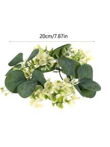 1/2pcs Artificial Eucalyptus Leaf Candle Ring, Column Candle Wreath For Wedding And Home Decoration, Green Candlestick For Spring And Summer. - Multicolor - View 13