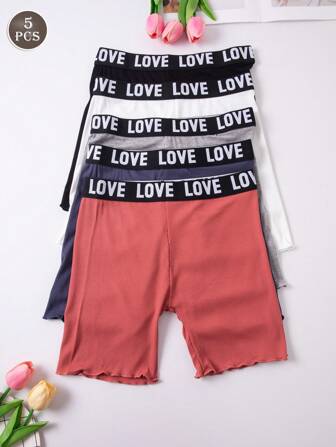 5 件/包女士柔软罗纹低腰三角裤，多种颜色