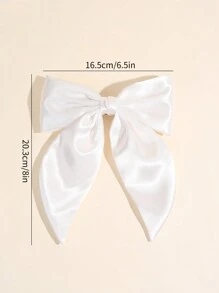 1pc Simple Satin Ribbon White Bow Knot Barrette For Women Valentine's Day Hair Clips Hair Claws Hair Slide Hair Barrettes, School Stuff, Elegant, College, Bows, Cute, Hair Accessories - White - View 4