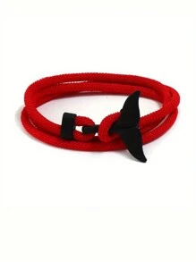 1pc Oceanic Anchor Whale Tail Braided Rope Bracelet - Fashionable Funky Accessory With Synthetic Fiber Rope Material, Simple Yet Cool Design For Men And Women This Is Adjustable Bracelet