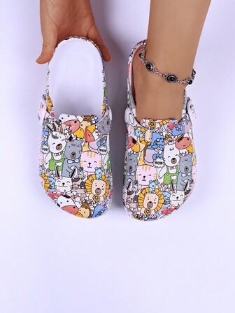 Women's Soft Bottom Printed Breathable EVA Clogs For Medical Lab Work