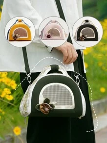 1pc Foldable Breathable Fabric Guinea Pig Carrier Bag, Portable For Small Pets Travel All Season - Multicolor - View 1