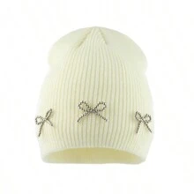 Winter Warm Knitted Hats For Women Korea Elegant Beaded Bow Cute Hat Fashion Street Hip Hop Beanie Caps Outdoor Sport Ski Cap Valentine's Day Valentines,Summer,Beach - Bead Bow - View 14