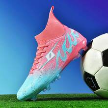 New Men's Training Match FG Soccer Cleats Ultralight Non Slip Comfortable Resistant Outdoor Football Boots - Blue Powder - View 3