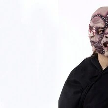 三面恐怖乳胶软鬼面具逼真人脸服装适合万圣节派对 - 彩色 - 查看 7