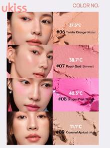 ukiss 纯色霜状腮红，哑光闪光腮红霜，质地柔软细腻，不粘腻，裸妆，持久妆容，一体式彩妆盘，面部美容化妆品 - 05# Apricot Pink - 查看 10