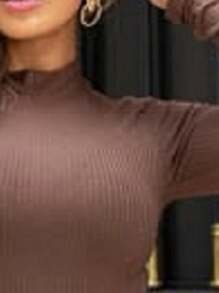 Cacharrel Women's Blouse With Long Sleeves And High Collar - Rust Brown - View 3