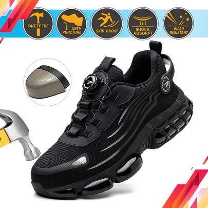 Dian Sen Men's Safety Training Shoes, Sports Steel-Toe Shoes, Work Shoes, Comfortable Puncture-Resistant Summer Style Breathable Sports Safety Shoes Made Of EVA, Lightweight Outdoor Work Shoes, Perfect Gift
