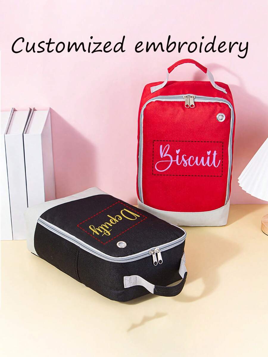 Sac cadeau personnalisé avec broderie exclusive à votre nom, rangez vos souvenirs dans le sac, sac de rangement polyvalent pour chaussures de voyage, grand sac de rangement pour chaussures portatif et imperméable pour hommes et femmes, avec compartiments doubles pour chaussures et accroches, en polyester, léger