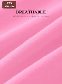 MEIYATING 4pcs/Pack Plus Size Women's Cotton High Waist Tummy Control Soft Triangle Panties, Solid Color - Multicolor - View 5