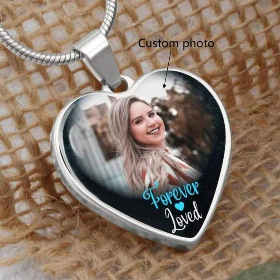 Anpassade fotohalsband, personliga fotohalsband, personliga smycken, personliga presenter, uppskattningspresenter, årsdagspresenter, för kärleksfulla mödrar. - Silver - Visa 1