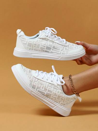 Frauen Weiße bequeme, atmungsaktive Lässig Sportschuhe für Spaziergänge, Urlaubsparty Geschenk Weiße Schuhe