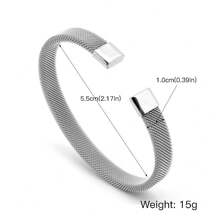 Stainless Steel Wire Mesh Open Cuff Bangle Bracelet Elastic Adjustable Black Stainless Steel Mesh Cable Bangle Bracelet For Men Women Unisex Stainless Steel Mesh Open Cuff Bangle Bracelet - Mesh Bracelet - View 2